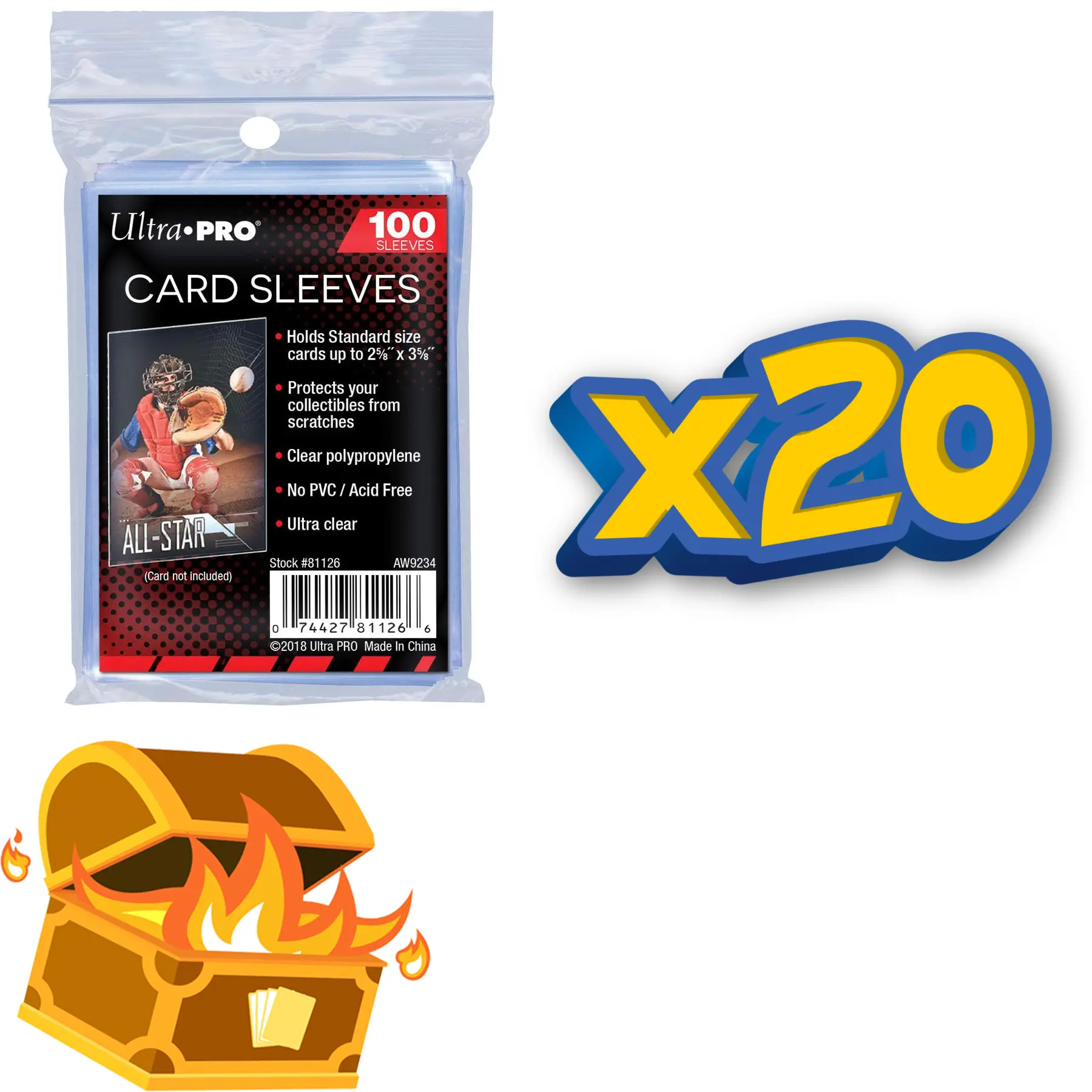 Ultra Pro Polypropylene Soft Sports Card Sleeves - Standard Penny Card Sleeve Protectors, 100-Count Packs (20 Packs Total)
