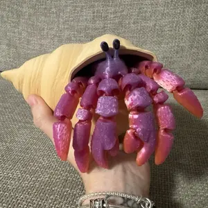 Large Multicolor 3D Printed GLOW IN THE DARK Hermit Crab Figurine with Removable Shell. Wonderful Pet, Gift, Figurine, and Great For Home Decor!!