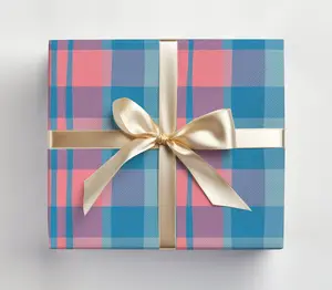 Pink Blue Plaid Gift Wrap Roll Pink Blue Plaid Wrapping Paper Pink and Blue Gift Wrapping Roll Gingham Gift Wrap, Gender Reveal Gift Wrap