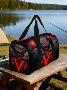 1pc Fierce Triple Wolves Travel bag Unisex Handbag, with Adjustable Shoulder Strap, Casual Sports Bag, Travel Duffel Bag, Durable Travel Equipment, Suitable for Business Trips, Perfect for Daily Use