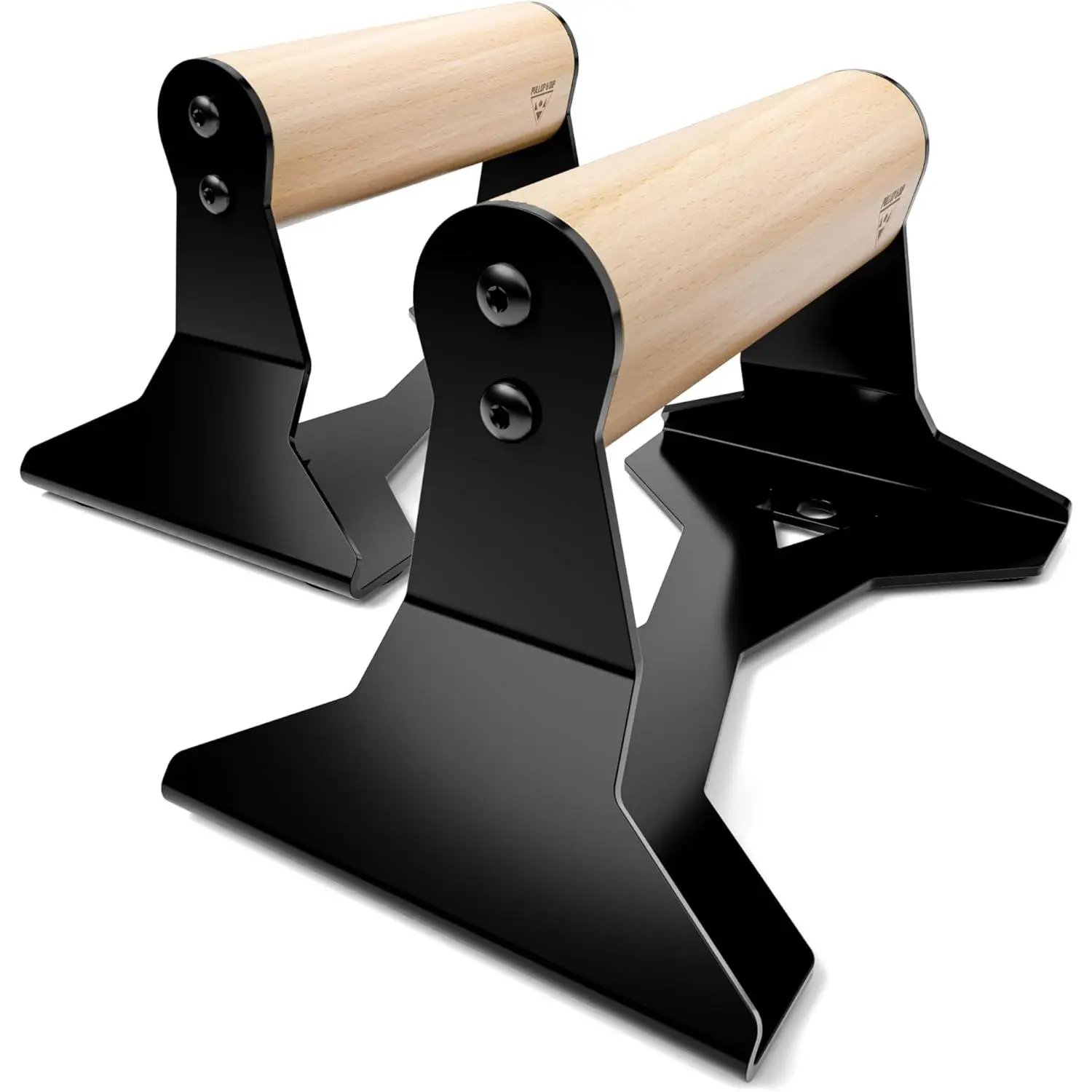 PULLUP & DIP Parallettes - Push Up Handles with Ergonomic Wooden Handles & Heavy-Duty Steel - Non-slip Parallettes Bars for Strength Training and Calisthenics - Press Up Handles for Push Ups