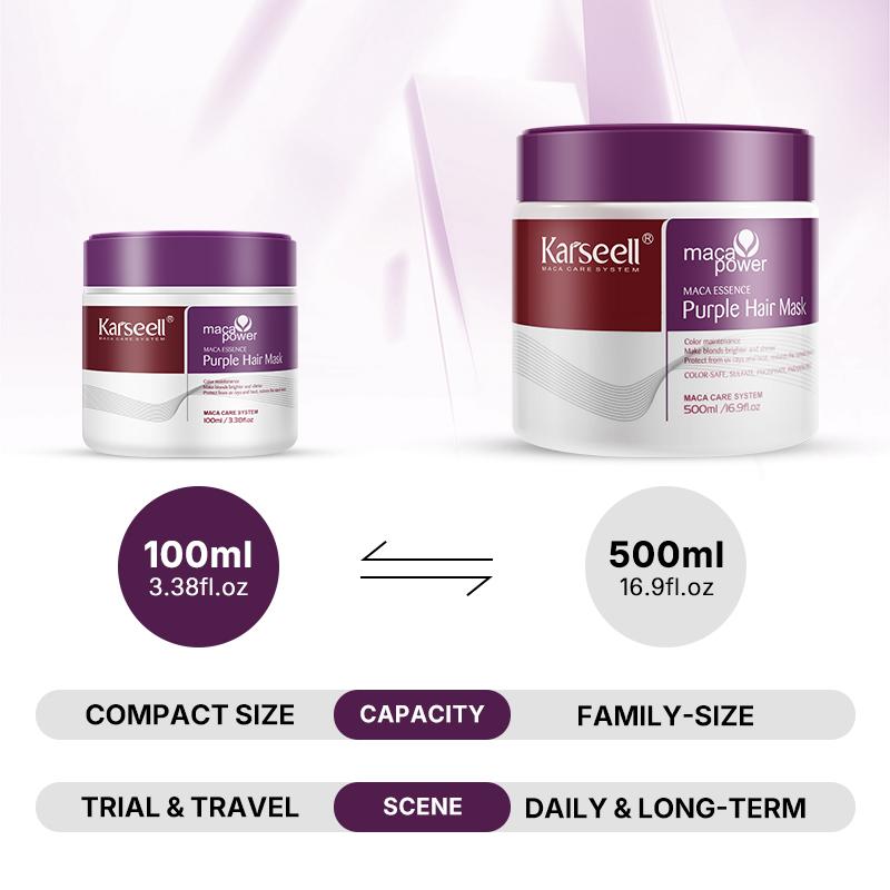 Karseell 3.38floz 100ml Purple Hair Mask Professional Neutralizes Brass & Yellow Tones For Blonde Silver Gray Highlighted Hair