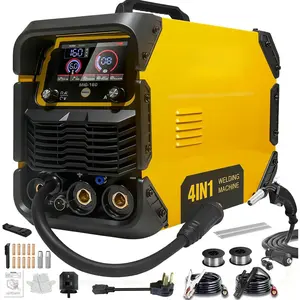 160A 4-in-1 AI Welding Machine:   110V/220V Gas MIG/Flux Core/Lift TIG/Stick Welder -  Synergic Control IGBT Inverter  LED Display for  Repair Auto Restoration Metal Fabrication