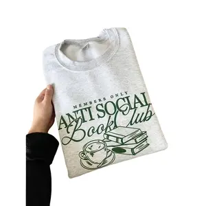 Unisex Anti Social Book Club Crewneck Sweatshirt Bookish Bookworm Booktok The Story of Us Gifts for Book Lovers Casual Classic Long Sleeves Relaxed Fit Hoodie