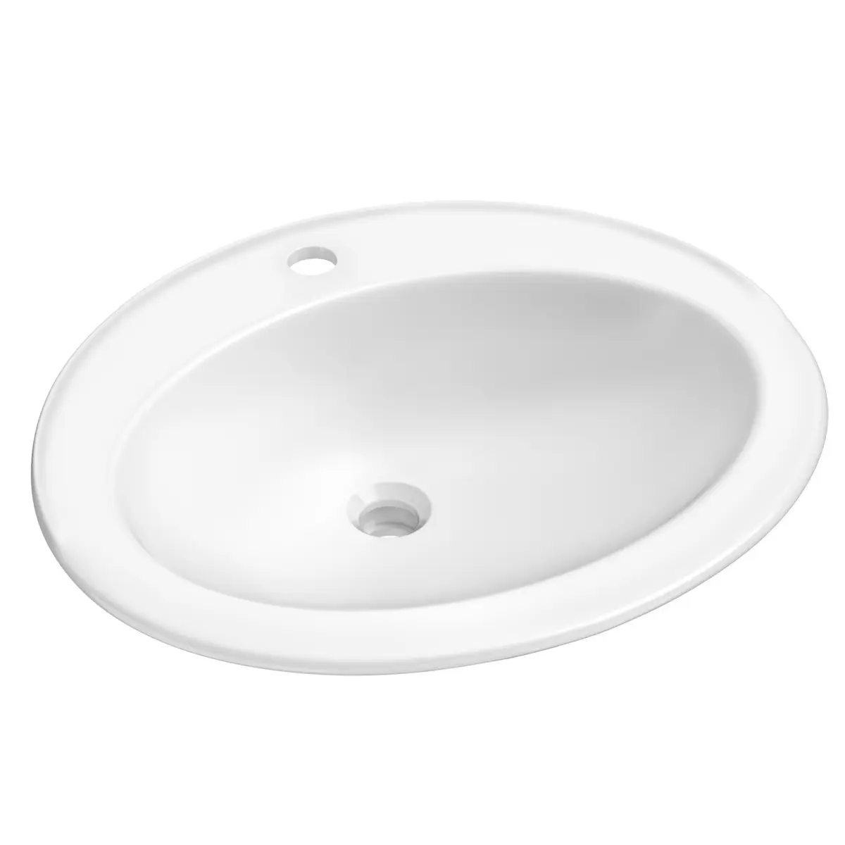212 MAIN KCT-101 22 in. Elavo Oval White Porcelain Ceramic Self-Rimming Drop-In Bathroom Sink with Overflow Drain, Easy Install
