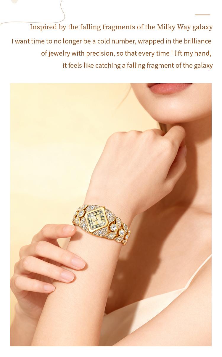 Luxury Full Diamond Bangle Bracelet Watch Women's Fashion Stainless Steel Quartz Wristwatch 30M Waterproof Elegant Stylish Unique Gift for Wife and Mother Bling Jewelry