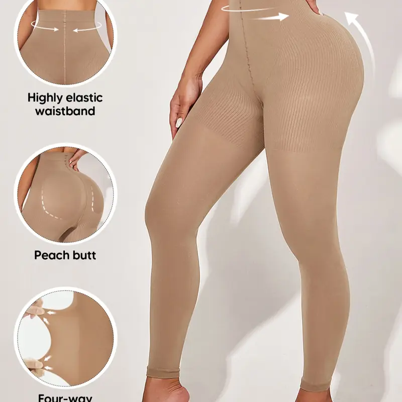 Women's Seamless High Waisted Tummy Control Leggings – Butt Lift Compression Ankle Length Yoga Pants, Super Stretchy Shaping Tights (Black/Nude/Grey/Almond/Red)