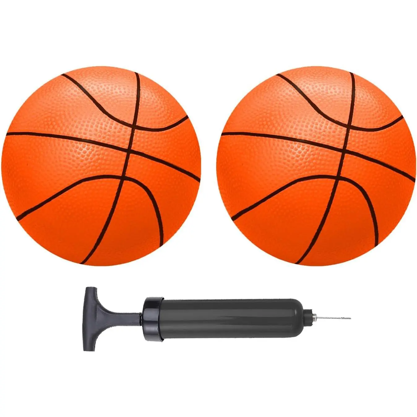 Mini Basketballs Orange 2 Pack 5" Set with Pump Needle Durable Material for Hoop 3+ Years Toddlers Kids Teenagers Pool Indoors Outdoors
