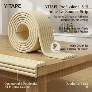 Yitape Professional Self-Adhesive Bumper Strip, 25-Year Adhesive Technology, Eco-Friendly Nbr Soft Rubber, Multi-Purpose Edge Protection