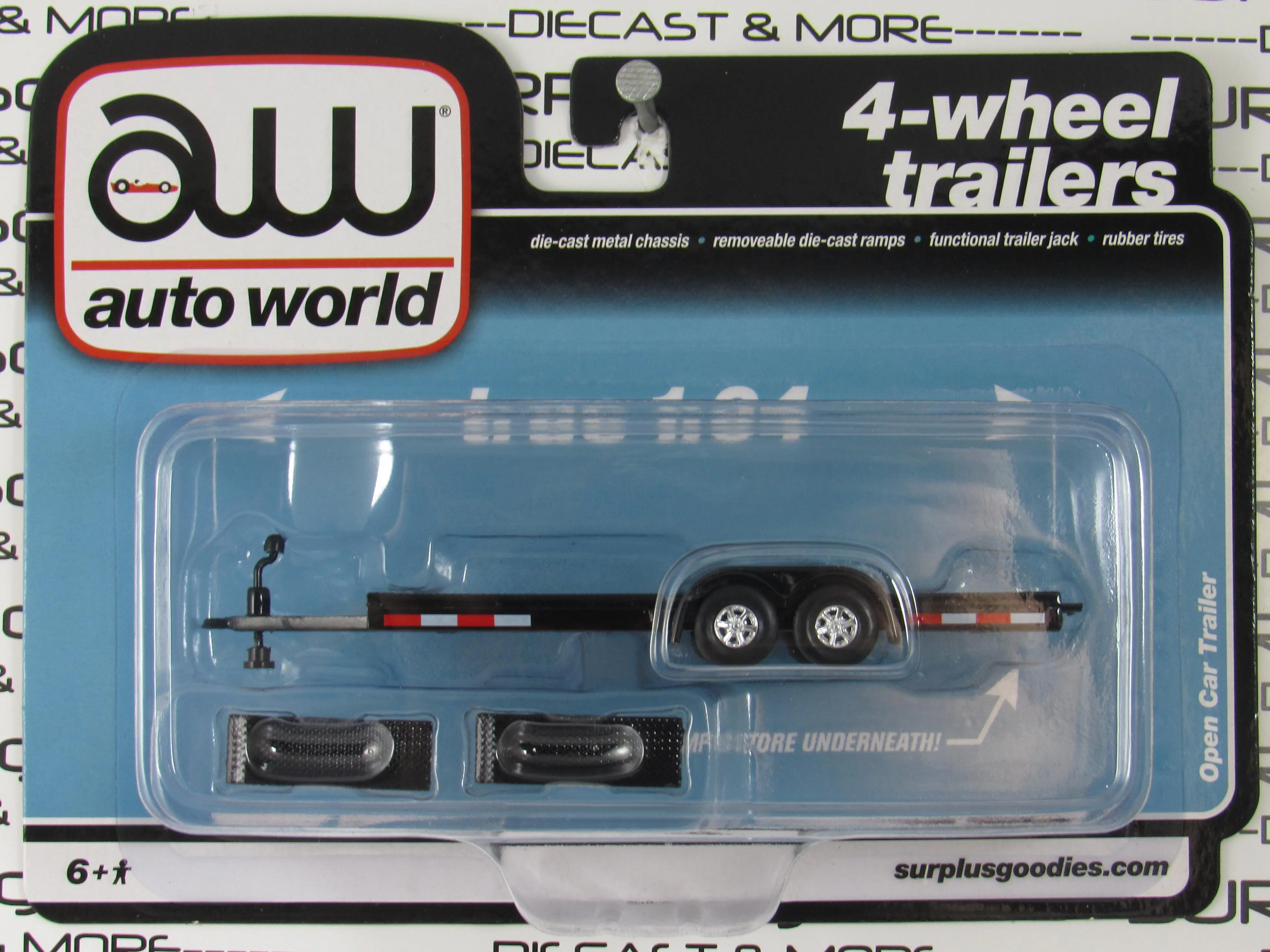 2025 Auto World 1:64 SURPLUSgoodies Black Flat Deck OPEN Car/Truck TRAILER