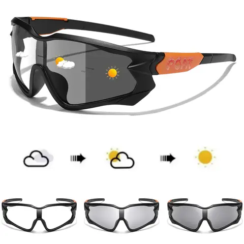 Photochromic Cycling Sunglasses, Sporty Windproof Glasses, Mountain Bike Glasses, Unisex Outdoor Eyewear for Biking, Running, Driving, Fishing, Golfing, Sports Cycling Sunglasses
