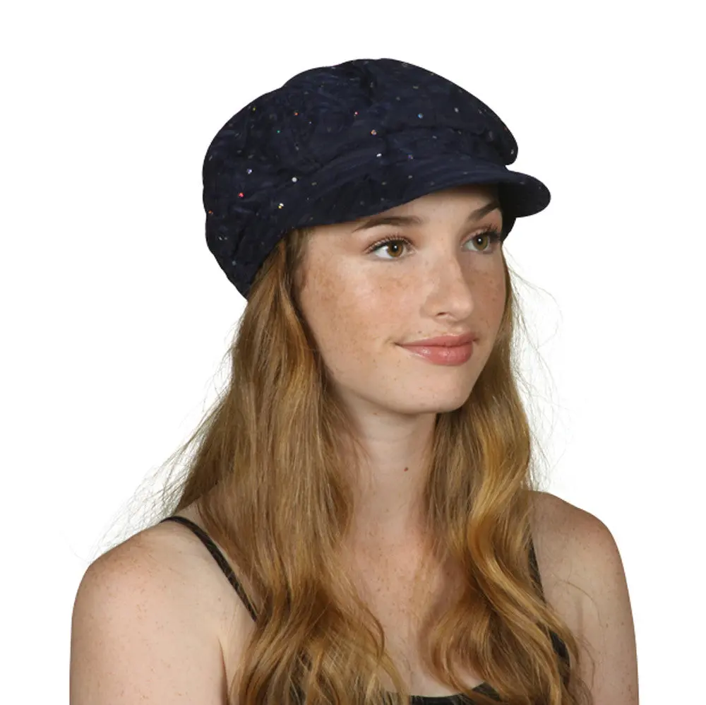 TopHeadwear Glitter Sequin Trim Newsboy Hat