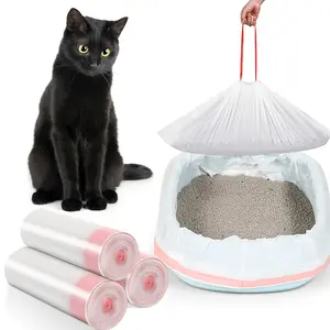 30 Count Cat Litter Box Liners Large Drawstring Cat Pan Bags Kitty Litter Box Liners XL Heavy Duty Liner Bags For Pets Cats Litter Box Tray, 36 X 18 Inch