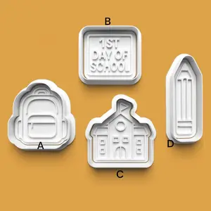 1st Day of School Cookie Cutter Set: 3D Printed Fondant Cutter