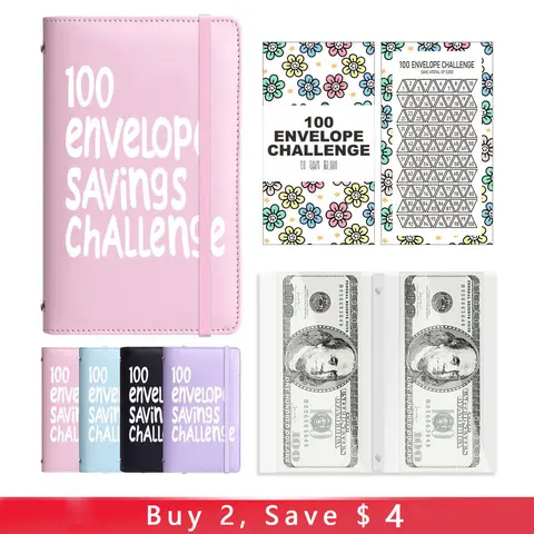 100 Days Savings Challenge Envelope Book - Budget Planners with Binding Covers, Daily Tracker, Habit Formers, $5050 Cash Goal, Consistent Savings Habit for Office Accounting Supplies