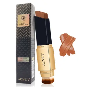 ALIVER 2 in 1 Foundation Stick Tan 12g, Multifunctional Face Makeup Foundation Stick & Contouring Stick, Natural Matte Makeup Effect, Long-lasting Waterproof