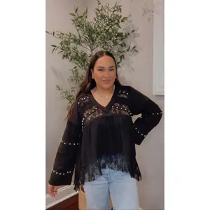 Rebecca Black Lace Pearl Studded Top