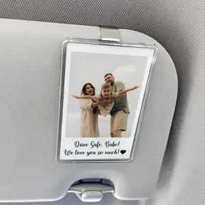 Custom Acrylic Sun Visor Picture Clip,Family Photo Car Visor Clip,Car Photo Decor Family Portrait Visor Clip,Drive Safe Dad Gift Fathers Day