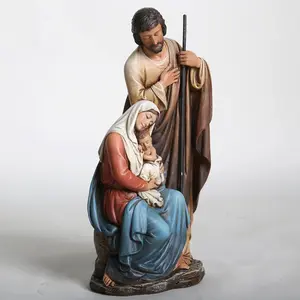 BC Catholic Holy Family Statue, Nativity Scene Indoor, Center Piece of Christmas Collection, Religious Gift, 11 inch H, Renaissance Sculpture Handpainted by Buildclassic