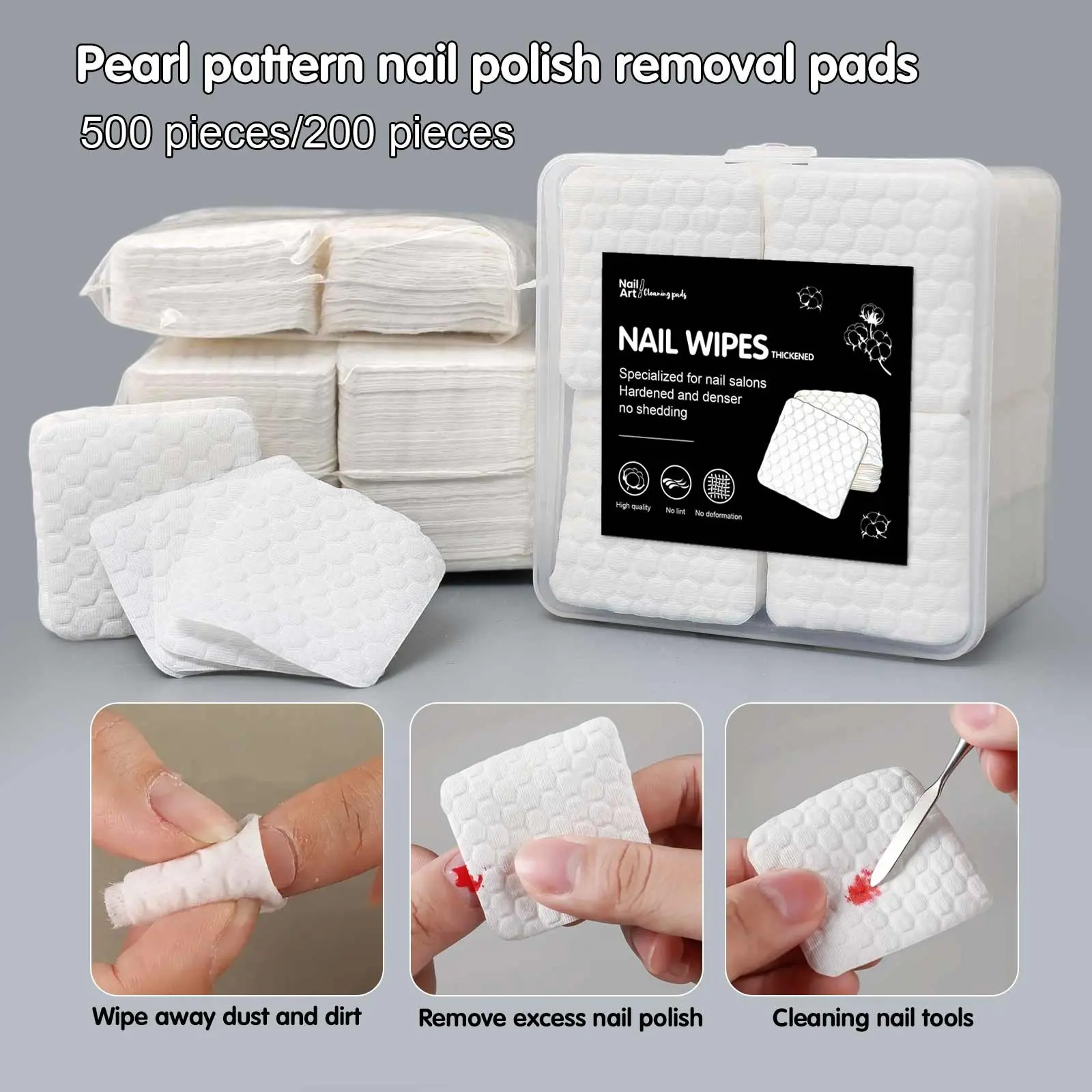 200/500Pcs Dry Nail Removal Towel, Solid Durable Nail Tools Manicure Gel Nail Polish Remover Pads Lint-Free Wipes Napkins Wraps, Nail Washing Towel, Nail Removal