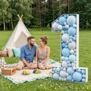 Digital Number 1 Frame Foam Board, Pre-Cut Design, Ideal for Balloon & Flower Filling, Party Decor DIY Valentine Birthday Wedding, Party Decoration Supplies