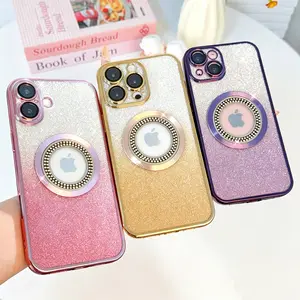 Women's Protective Glitter Diamond Phone Case - Full Camera Protection with Dustproof Lens Net, Handheld Device Accessory for iPhone 17/16/15/14/13/12/11