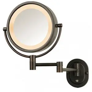 212 MAIN Hardwired Jerdon-Style Wall Mount Bathroom Mirror - HL65BZD Model (Hardwired Alternative to HL65BZ), Bronze Finish Magnified Room Decor for Home Improvement