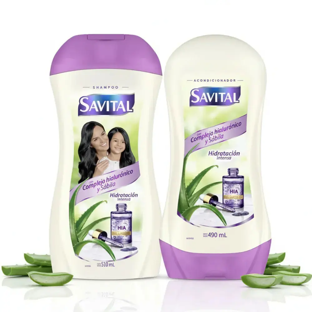 Savital Shampoo Complejo Hialuronico 510mL, Acondicionador Complejo Hialuronico 490mL (2 Pack)