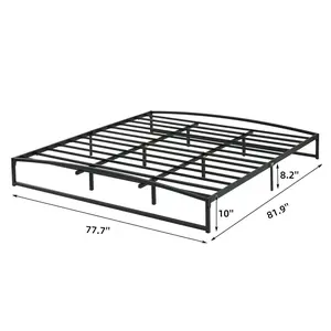 Low Bed Frame King Size, 10 Inch Heavy Duty Metal Platform King Bed Frame with Arch Design, Easy Assembly, Strong Bearing Capacity, Under Bed Storage, No Box Spring Needed - Black