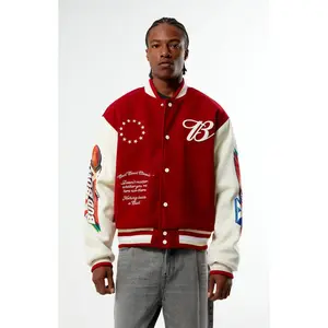 Budweiser Men's Bud Bowl Red Varsity Jacket Budweiser Men's Bud Bowl Red Varsity Jacket