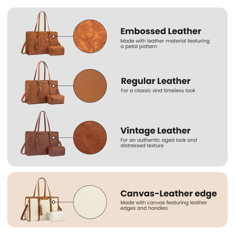 【Valentine's Day Gift】LOVEVOOK Canvas Laptop Tote Bag 15.6 & 17.3 inches for Women with Clutch Purse, Lightweight Tote Bag with 2 Cup Holder, Purses for Women, Computer bag for Work, Office, Casual.  TikTokShopJumpstartSale