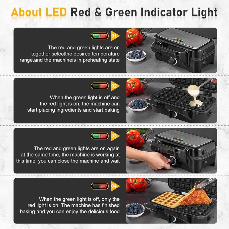 Panini Press Grill and Gourmet Sandwich Maker Non-Stick Coated Plates, Opens 180 Degrees to Fit Any Type or Size of Food, Stainless Steel Surface and Removable Drip Tray, 3 Slice, Black