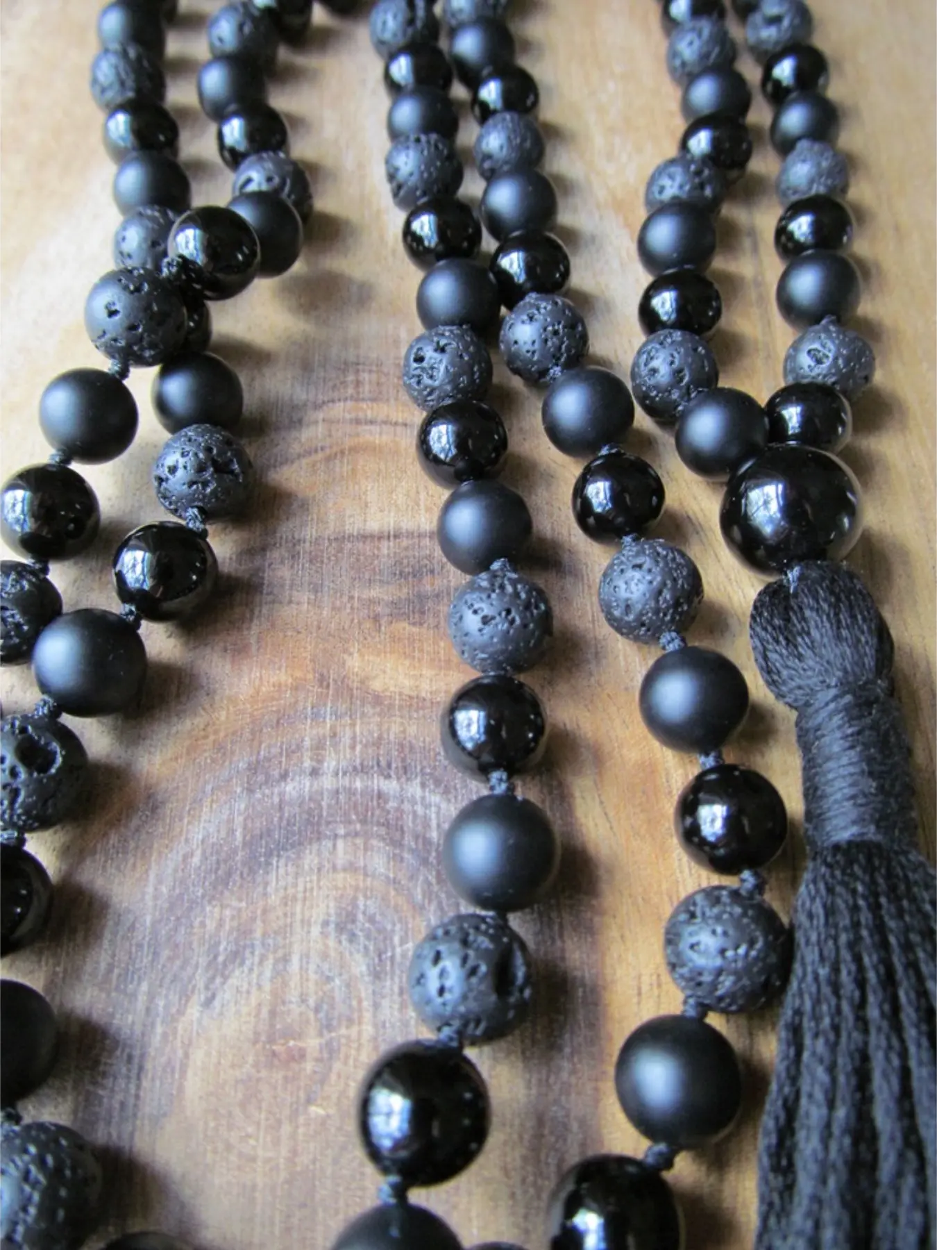 108 Bead Mala Necklace, Onyx and Lava Stone, Tassel Necklaces, Decorative Beaded Necklaces, Yoga Jewelry, Prayer Beads, Mala Beads, Spiritual Accessories