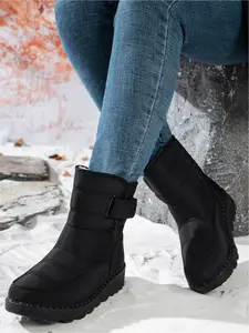 Snow boots for women in winter with plush warm cotton boots, mid length boots, and snow boots, Waterproof Boot