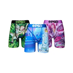 PSD Mens Rick and Morty Portal Boxer Brief 3 Pack - Standard Length 7 Inch Inseam, Soft and Breathable Poly Blend Fabric