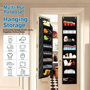 Door Back Hanging Storage Bag, 8 Independent Compartments, Durable Oxford Cloth, Foldable, Space Saving, Multi-Purpose Organizer, Laundry Organizer, Hangable