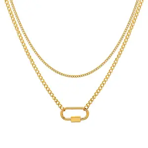 Fallon Double Chain Pendant Necklace - Layered Gold Jewelry for Women