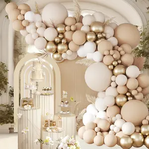 102pcs Balloon Arch Kit with Nude Sand, White & Metallic Balloons - Elegant Garland for Weddings, Birthdays Party Decoration