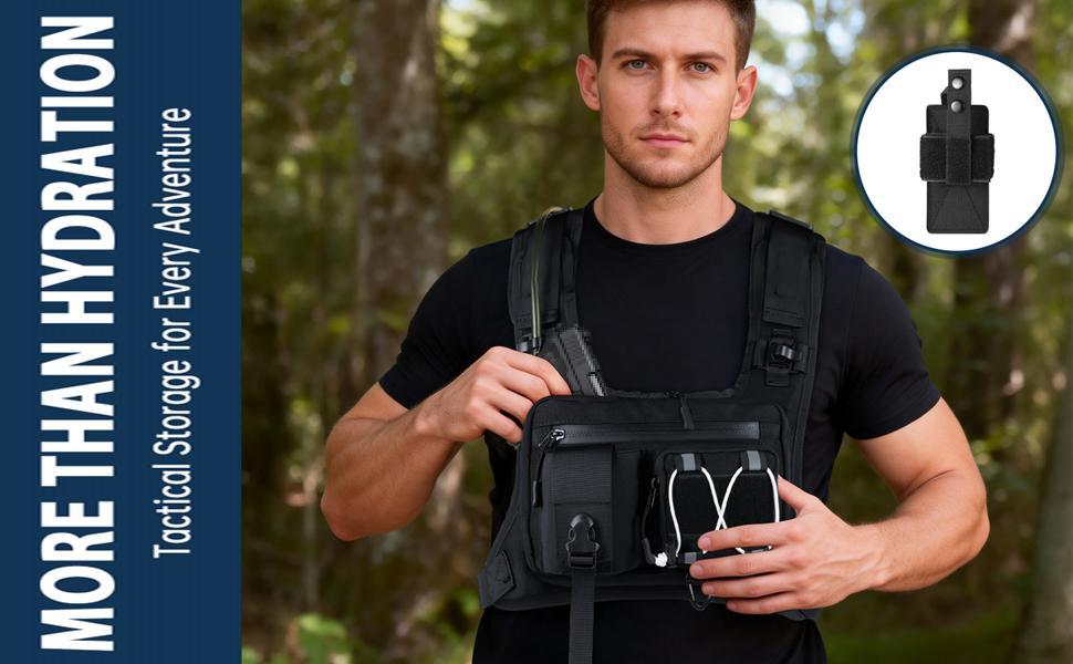 Sling Vest Chest Bag with 2L Water Bladder Gear Holster Running Vest Hydration Backpack Lightweight Adjustable Daypack Reflective Bag for Hiking Running Cycling Race Marathon for Women Men