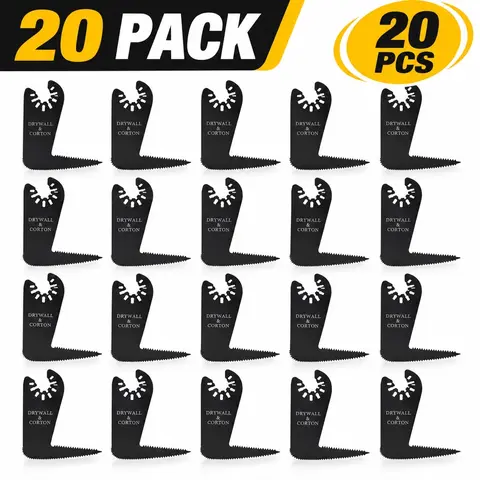 20 PCS Sickle-Shape High Speed Steel Oscillating Saw Blades, Universal Power Tool Blades for Wall Cutting, Drywall & Plasterboard, Easy Installation