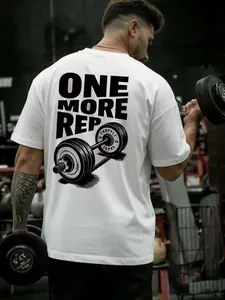 Men's One More Rep Gym Workout Activewear Tee, Breathable Athletic Fit Muscle Fit Training Top, Street Style Casual Fitness Shirt for Gym & Daily Wear Fitness T-Shirt, Gym Tops