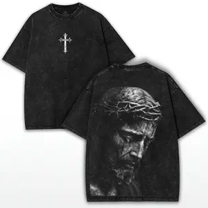 Jesus Christ Washed T-Shirt, Christian Faith Graphic Streetwear Tee