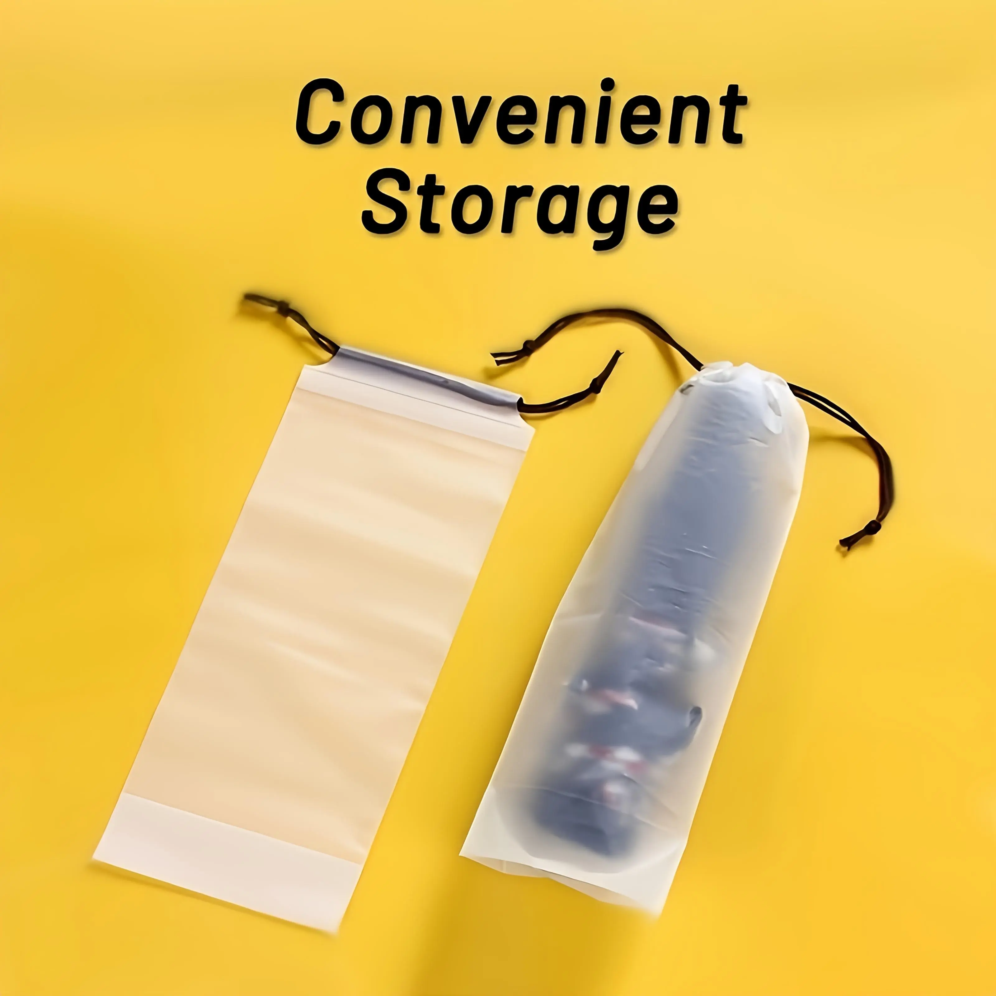 4pcs High Cost-Effective Transparent Traceless Umbrella Storage Bag, Suitable for Items Such As Umbrellas, Scarves, And Gloves, PE Material, with Drawstring (Brown Rope) Closure, Reusable, Lightweight for Home, Car, And Outdoor Storage