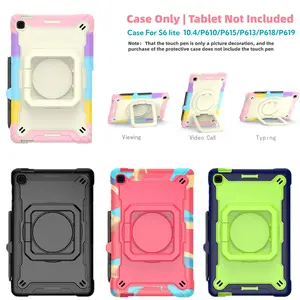 Case for Samsung Galaxy Tab S6 Lite 10.4 Inch Tablet Case, 360 Degree Rotating Handle Foldable Stand Design, Shockproof Silicone PC Cover, Tablet Protective Cover