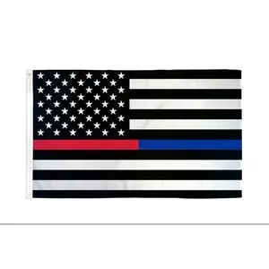 3x5ft Thin Red-Blue Line USA Flag, Dye-Subbed Polyester, Bold Print Decorative Banner for Home Supplies, Party Decor Backdrops