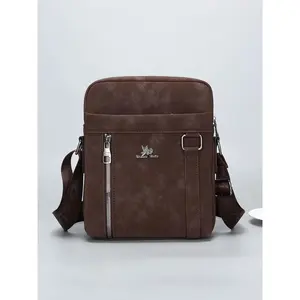 Men's Fashion Crossbody Bag, Multifunctional PU Leather Travel Bag, Casual Daily Use Work School Accessory, Stylish Men's Shoulder Messenger Bag