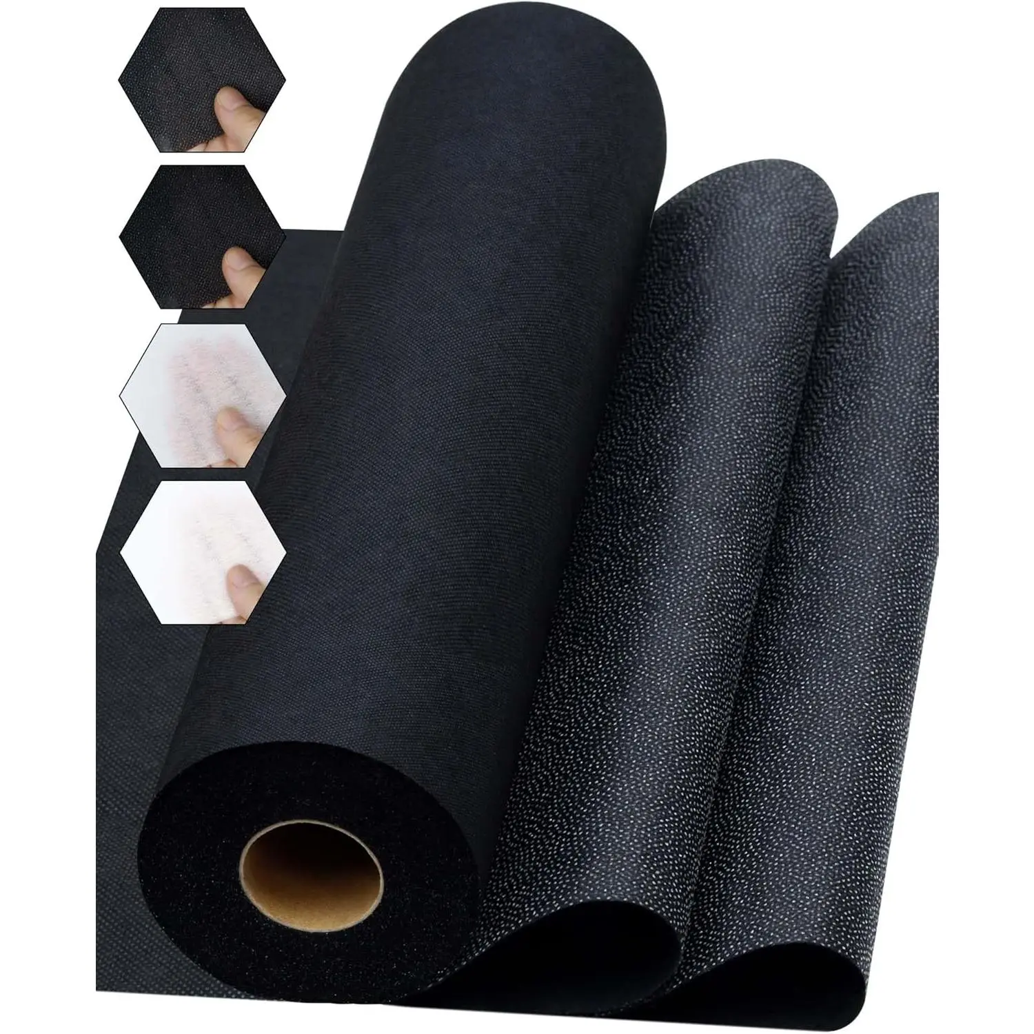 Medium Weight Black Iron-On Non-Woven Fusible Interfacing: 16.5" x 30yds Medium Weight Non-Woven Interfacing Iron On Polyester Single-Sided Interfacing for DIY Crafts Supplies