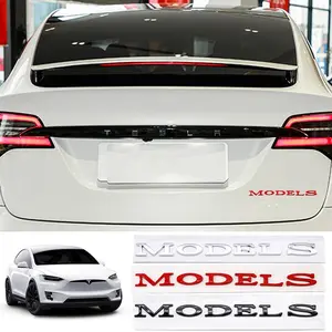Tesla Car Letter Trunk Emblem Sticker, Waterproof Scratch-Resistant Self-Adhesive Decal for Model 3, Model S, Model X, Model Y