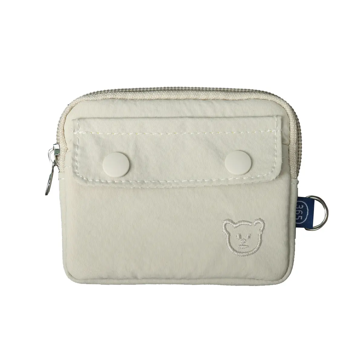 Bear Embroidery Waterproof Coin Purse, Multi-Pocket Zipper Card Holder Pouch