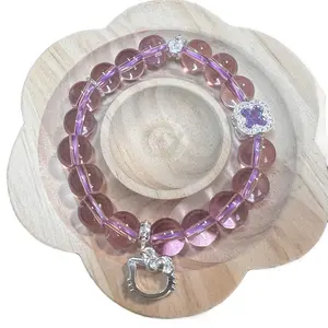Amethyst Dream Bracelet with Hello Kitty Pendant for Emotional Well-being